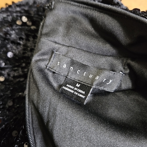 Sanctuary All Nighter black long sleeve sequin top, mock turtleneck, back zipper - Picture 9 of 11